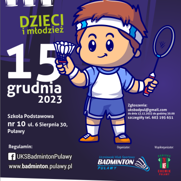 III Turniej o Puchar Prezydenta Miasta Puławy w badmintonie dzieci i młodzież